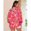 Zeagoo Women’s Loose Fit Striped Lantern Long Sleeve Button Down Shirt(B-floral Red)