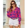 Zeagoo Women’s Loose Fit Striped Lantern Long Sleeve Button Down Shirt(B-pink Blue)