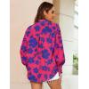 Zeagoo Women’s Loose Fit Striped Lantern Long Sleeve Button Down Shirt(B-pink Blue)