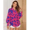 Zeagoo Women’s Loose Fit Striped Lantern Long Sleeve Button Down Shirt(B-pink Blue)