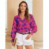 Zeagoo Women’s Loose Fit Striped Lantern Long Sleeve Button Down Shirt(B-pink Blue)