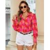 Zeagoo Women’s Loose Fit Striped Lantern Long Sleeve Button Down Shirt(B-pink Red)