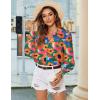 Zeagoo Women’s Loose Fit Striped Lantern Long Sleeve Button Down Shirt(B-sunflower)