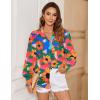 Zeagoo Women’s Loose Fit Striped Lantern Long Sleeve Button Down Shirt(B-sunflower)