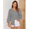 Zeagoo Women’s Loose Fit Striped Lantern Long Sleeve Button Down Shirt(C-black Stripe)