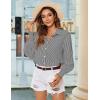 Zeagoo Women’s Loose Fit Striped Lantern Long Sleeve Button Down Shirt(C-black Stripe)