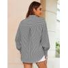 Zeagoo Women’s Loose Fit Striped Lantern Long Sleeve Button Down Shirt(C-black Stripe)