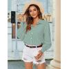Zeagoo Women’s Loose Fit Striped Lantern Long Sleeve Button Down Shirt(C-green Stripe)