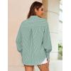 Zeagoo Women’s Loose Fit Striped Lantern Long Sleeve Button Down Shirt(C-green Stripe)