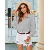 Zeagoo Women’s Loose Fit Striped Lantern Long Sleeve Button Down Shirt(C-grey Stripe)