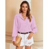Zeagoo Women’s Loose Fit Striped Lantern Long Sleeve Button Down Shirt(C-pink Stripe)