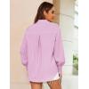Zeagoo Women’s Loose Fit Striped Lantern Long Sleeve Button Down Shirt(C-pink Stripe)