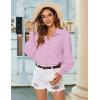 Zeagoo Women’s Loose Fit Striped Lantern Long Sleeve Button Down Shirt(C-pink Stripe)