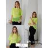Zeagoo Womens Mesh T Shirts Short Sleeve Casual Tops Hollow Out Pullover Shirts Crewneck Sexy Fishnet Crop Tee S-XXL(Lemon Green)