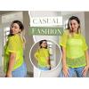 Zeagoo Womens Mesh T Shirts Short Sleeve Casual Tops Hollow Out Pullover Shirts Crewneck Sexy Fishnet Crop Tee S-XXL(Lemon Green)