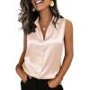 Zeagoo Womens Satin Blouse Sleeveless Silk Tank Tops Button Down Shirts Business Casual Outfits 2026(Apricot)