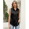 Zeagoo Womens Satin Blouse Sleeveless Silk Tank Tops Button Down Shirts Business Casual Outfits 2026(Black)