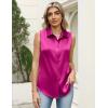 Zeagoo Womens Satin Blouse Sleeveless Silk Tank Tops Button Down Shirts Business Casual Outfits 2026(Hot Pink)