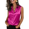 Zeagoo Womens Satin Blouse Sleeveless Silk Tank Tops Button Down Shirts Business Casual Outfits 2026(Hot Pink)