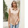 Zeagoo Womens Satin Blouse Sleeveless Silk Tank Tops Button Down Shirts Business Casual Outfits 2026(Khaki)