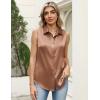 Zeagoo Womens Satin Blouse Sleeveless Silk Tank Tops Button Down Shirts Business Casual Outfits 2026(Light Brown)