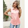 Zeagoo Womens Satin Blouse Sleeveless Silk Tank Tops Button Down Shirts Business Casual Outfits 2026(Pink)