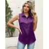 Zeagoo Womens Satin Blouse Sleeveless Silk Tank Tops Button Down Shirts Business Casual Outfits 2026(Purple-1)