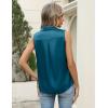 Zeagoo Womens Satin Blouse Sleeveless Silk Tank Tops Button Down Shirts Business Casual Outfits 2026(Teal Blue-1)