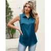 Zeagoo Womens Satin Blouse Sleeveless Silk Tank Tops Button Down Shirts Business Casual Outfits 2026(Teal Blue-1)