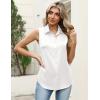 Zeagoo Womens Satin Blouse Sleeveless Silk Tank Tops Button Down Shirts Business Casual Outfits 2026(White)