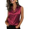 Zeagoo Womens Satin Blouse Sleeveless Silk Tank Tops Button Down Shirts Business Casual Outfits 2026(Wine Red)