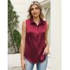Zeagoo Womens Satin Blouse Sleeveless Silk Tank Tops Button Down Shirts Business Casual Outfits 2026(Wine Red)