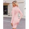 Zeagoo Women’s Sexy Bodycon Dress Long Sleeve Slim Fit Turtleneck Dress Solid Color Party Club Dresses Fall Winter 2024(Pink)
