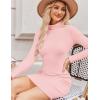 Zeagoo Women’s Sexy Bodycon Dress Long Sleeve Slim Fit Turtleneck Dress Solid Color Party Club Dresses Fall Winter 2024(Pink)