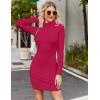 Zeagoo Women’s Sexy Bodycon Dress Long Sleeve Slim Fit Turtleneck Dress Solid Color Party Club Dresses Fall Winter 2024(Rose)