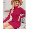 Zeagoo Women’s Sexy Bodycon Dress Long Sleeve Slim Fit Turtleneck Dress Solid Color Party Club Dresses Fall Winter 2024(Rose)