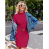 Zeagoo Women’s Sexy Bodycon Dress Long Sleeve Slim Fit Turtleneck Dress Solid Color Party Club Dresses Fall Winter 2024(Rose)