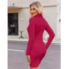 Zeagoo Women’s Sexy Bodycon Dress Long Sleeve Slim Fit Turtleneck Dress Solid Color Party Club Dresses Fall Winter 2024(Rose)
