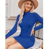 Zeagoo Women’s Sexy Bodycon Dress Long Sleeve Slim Fit Turtleneck Dress Solid Color Party Club Dresses Fall Winter 2024(Royal Blue)