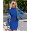 Zeagoo Women’s Sexy Bodycon Dress Long Sleeve Slim Fit Turtleneck Dress Solid Color Party Club Dresses Fall Winter 2024(Royal Blue)