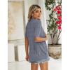 Zeagoo Women’s Short Sleeve 2026 Summer Crochet Cropped Cardigan V Neck Button up Bolero Shrug Sweater(Grey Blue)