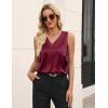 Zeagoo Women’s Silk Satin Tank Tops V Neck Casual Camisoles Sleeveless Business Work Blouses Dressy Summer Shirts(Wine Red)