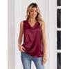 Zeagoo Women’s Silk Satin Tank Tops V Neck Casual Camisoles Sleeveless Business Work Blouses Dressy Summer Shirts(Wine Red)