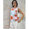 Zeagoo Womens Sleeveless Sweater Vest Crewneck Knit Loose Sweater Tank Tops Lightweight Shirts Blouses 2026(Plaid Orange)