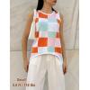 Zeagoo Womens Sleeveless Sweater Vest Crewneck Knit Loose Sweater Tank Tops Lightweight Shirts Blouses 2026(Plaid Orange)