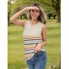 Zeagoo Womens Sleeveless Sweater Vest Crewneck Knit Loose Sweater Tank Tops Lightweight Shirts Blouses 2026(Stripe Colorful)