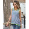 Zeagoo Womens Sleeveless Sweater Vest Crewneck Knit Loose Sweater Tank Tops Lightweight Shirts Blouses 2026(Stripe Pink Blue)