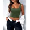 Zeagoo Women’s Square Neck Sleeveless Crop Tops 2026 Cute Double Layer Casual Slim Fit Trendy Tank Tops(Army Green)