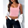 Zeagoo Women’s Square Neck Sleeveless Crop Tops 2026 Cute Double Layer Casual Slim Fit Trendy Tank Tops(Baby Pink)