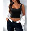 Zeagoo Women’s Square Neck Sleeveless Crop Tops 2026 Cute Double Layer Casual Slim Fit Trendy Tank Tops(Black)